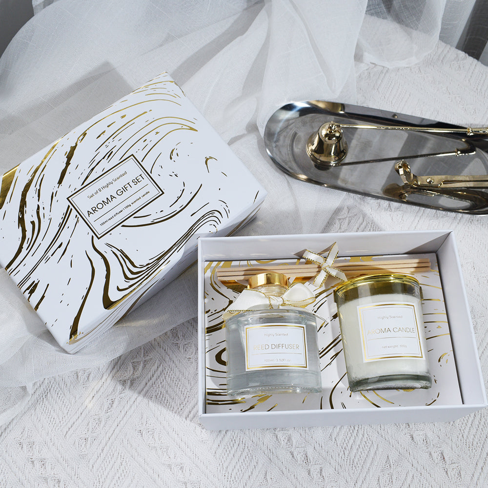 Champagne Luxury Scented Candle and Reed Diffuser Gift Set Crown Crest