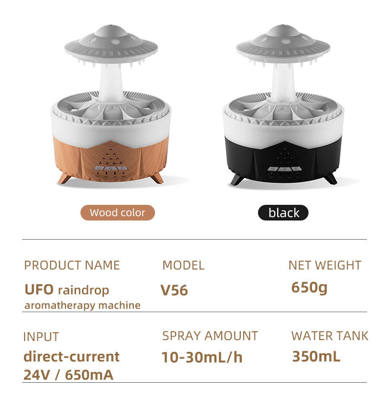UFO Rain Cloud Humidifier Water Drip, 2 in 1 Humidifier with Essential Oil Diffuser, 350ml Cloud Humidifier Rain Drop Crown Crest