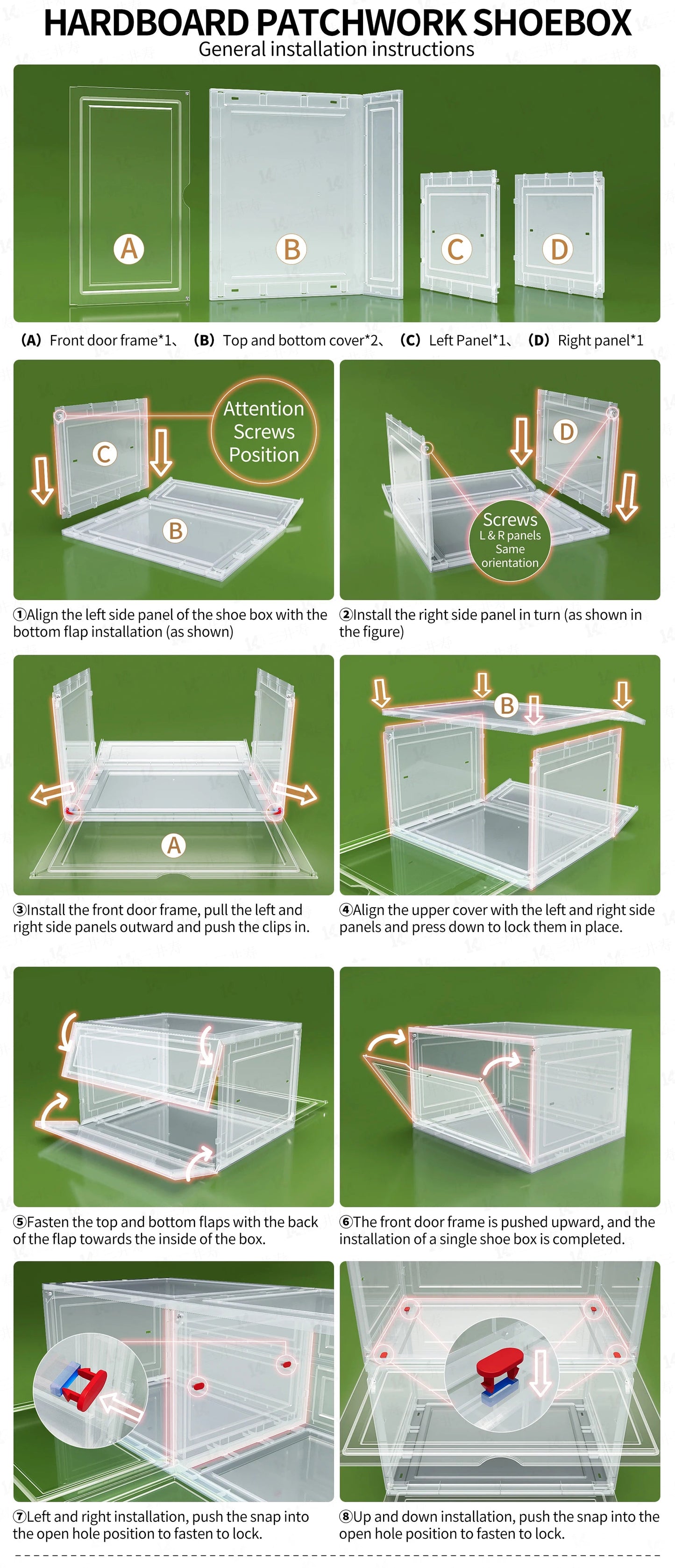 Drop Front Open Acrylic Stackable Shoe Boxs (Price Per One Shoe Box) Crown Crest