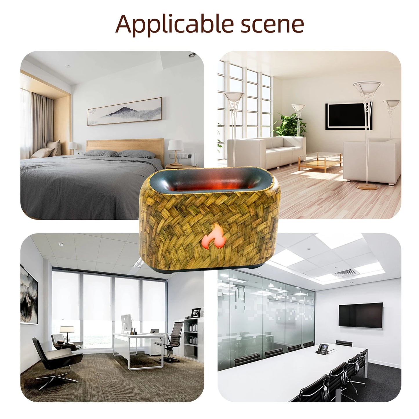 3D Flame Diffuser Ultrasonic Aroma USB Mini Humidifier Crown Crest