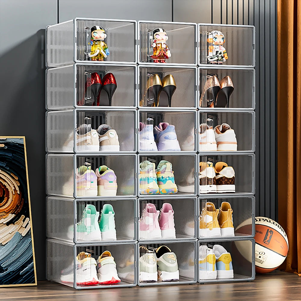Stackable & Foldable Shoe Rack Box Portable Stacking Shoe Boxes (Price per one shoe box) Crown Crest