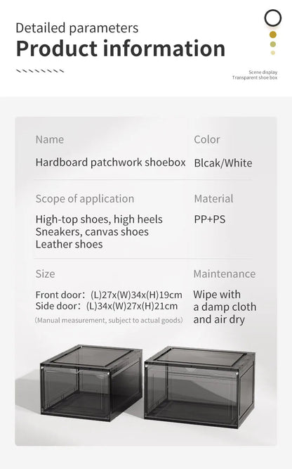 Drop Front & Side Open Acrylic Magnetic Stackable Shoe Box (Price Per One Shoe  Box) Crown Crest