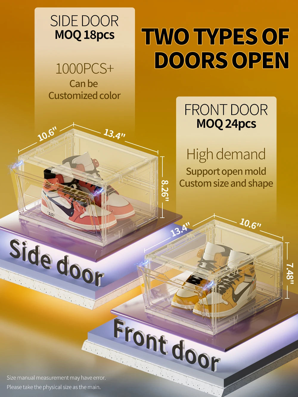 Drop Front Open Acrylic Stackable Shoe Boxs (Price Per One Shoe  Box) Crown Crest