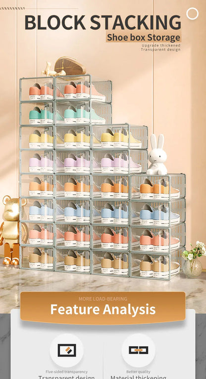 Shoe Storage Boxes Organizers for Closet Clear Stackable Sneaker Shoe Rack (Price per Shoe Box) Crown Crest