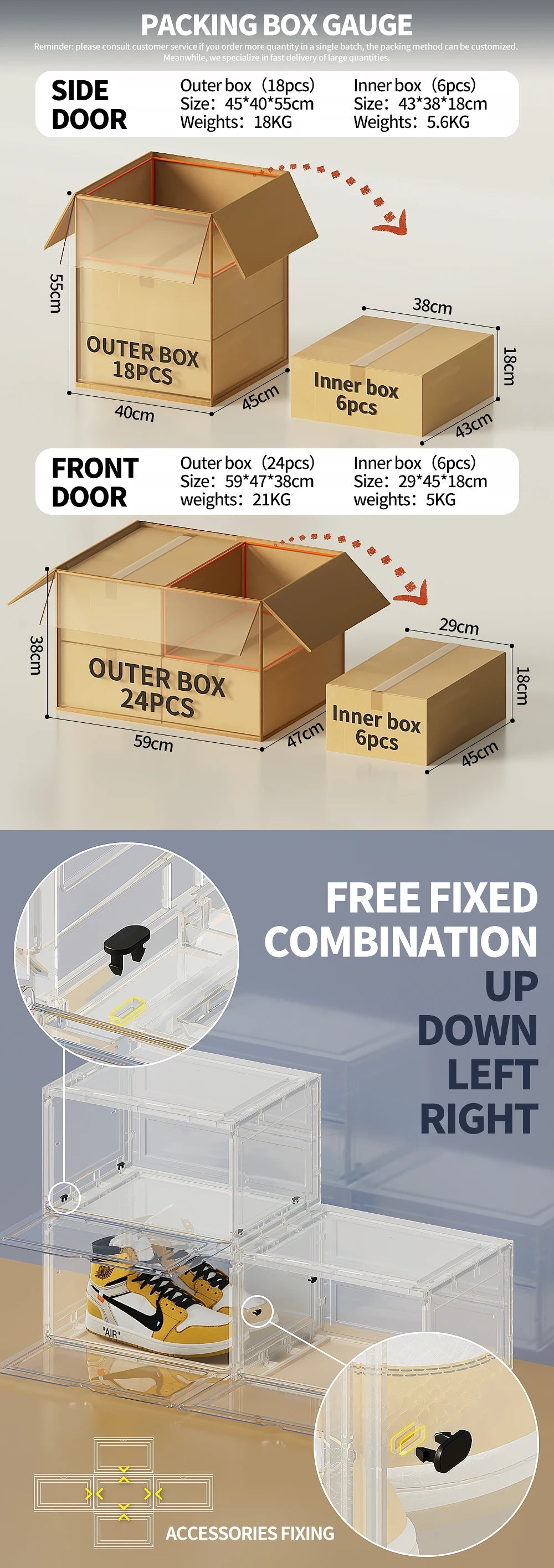 Drop Front Open Acrylic Stackable Shoe Boxs (Price Per One Shoe  Box) Crown Crest