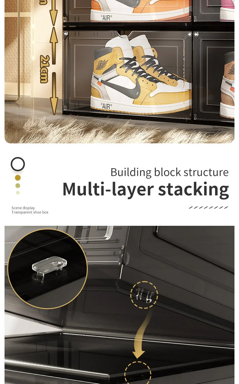 Drop Front & Side Open Acrylic Magnetic Stackable Shoe Box (Price Per One Shoe  Box) Crown Crest