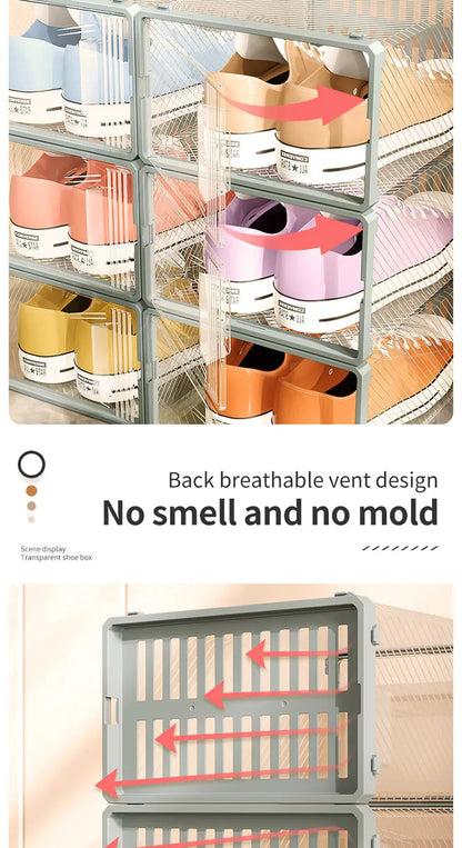 Shoe Storage Boxes Organizers for Closet Clear Stackable Sneaker Shoe Rack (Price per Shoe Box) Crown Crest