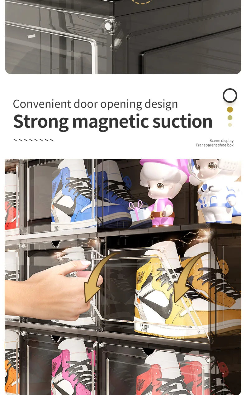 Drop Front & Side Open Acrylic Magnetic Stackable Shoe Box (Price Per One Shoe  Box) Crown Crest