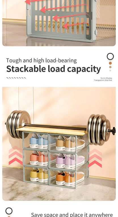 Shoe Storage Boxes Organizers for Closet Clear Stackable Sneaker Shoe Rack (Price per Shoe Box) Crown Crest