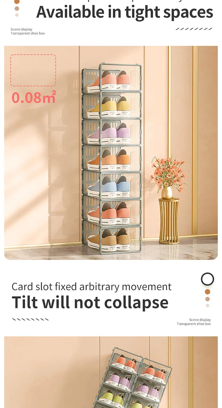 Shoe Storage Boxes Organizers for Closet Clear Stackable Sneaker Shoe Rack (Price per Shoe Box) Crown Crest