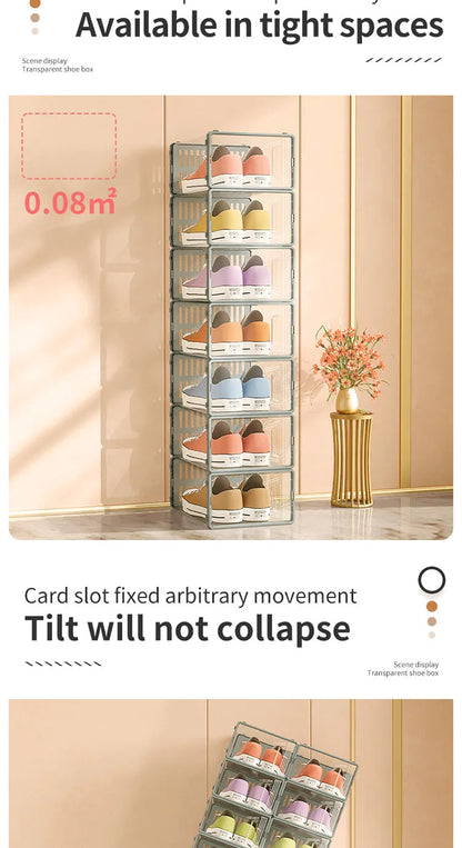 Shoe Storage Boxes Organizers for Closet Clear Stackable Sneaker Shoe Rack (Price per Shoe Box) Crown Crest