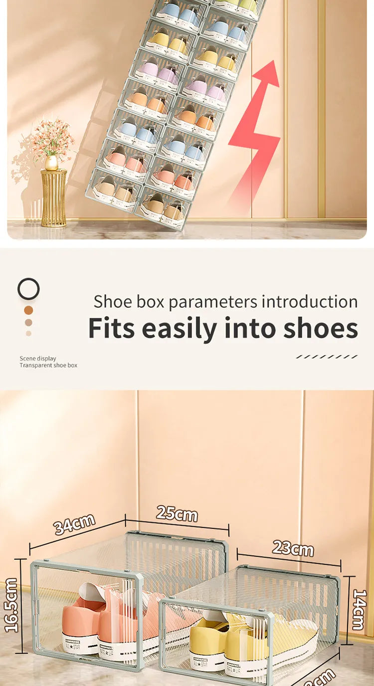 Shoe Storage Boxes Organizers for Closet Clear Stackable Sneaker Shoe Rack (Price per Shoe Box) Crown Crest
