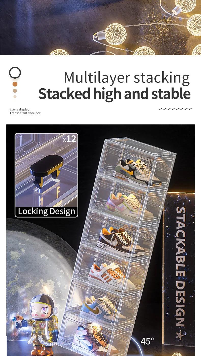 Drop Front Open Acrylic Stackable Shoe Boxs (Price Per One Shoe  Box) Crown Crest
