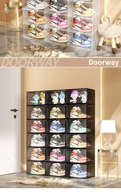 Drop Front & Side Open Acrylic Magnetic Stackable Shoe Box (Price Per One Shoe  Box) Crown Crest