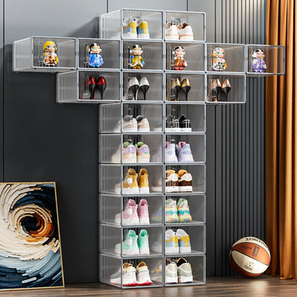 Shoe Storage Boxes Organizers for Closet Clear Stackable Sneaker Shoe Rack (Price per Shoe Box) Crown Crest