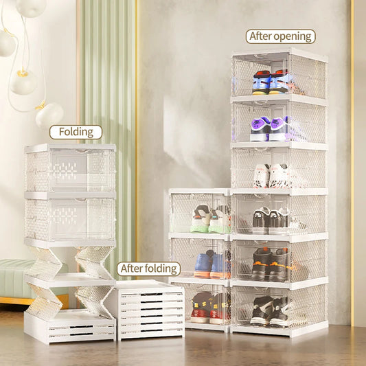 Stackable & Foldable Shoe Rack Box Portable Stacking Shoe Boxes (Price per one shoe box) Crown Crest