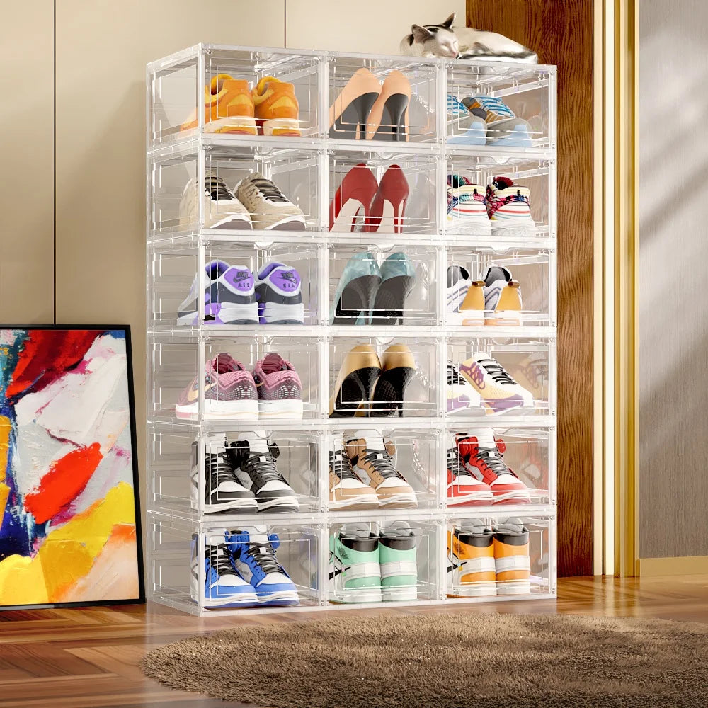 Drop Front & Side Open Acrylic Magnetic Stackable Shoe Box (Price Per One Shoe  Box) Crown Crest