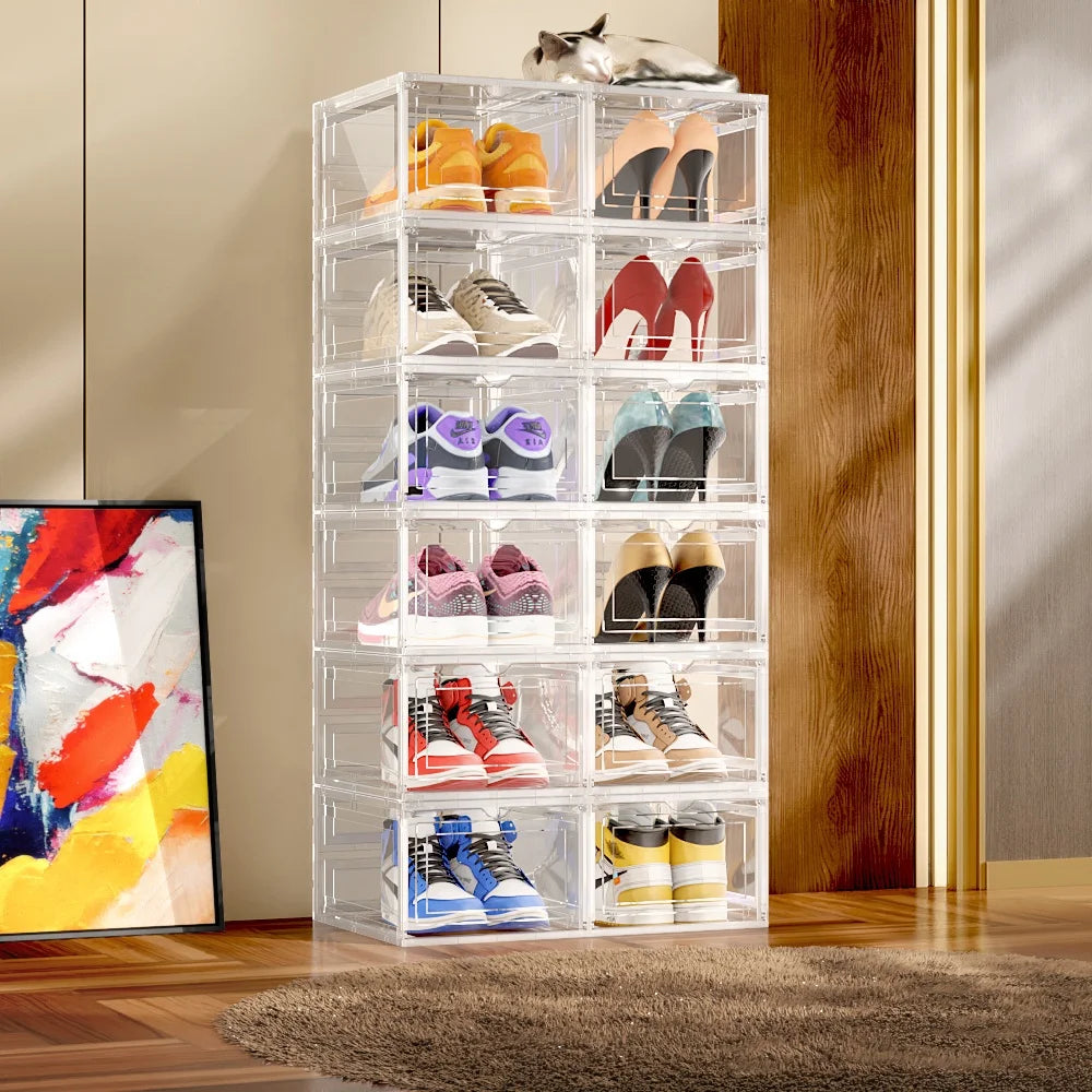 Drop Front & Side Open Acrylic Magnetic Stackable Shoe Box (Price Per One Shoe  Box) Crown Crest