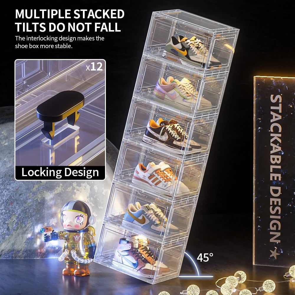 Drop Front Open Acrylic Stackable Shoe Boxs (Price Per One Shoe  Box) Crown Crest