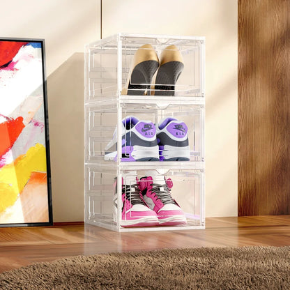 Drop Front & Side Open Acrylic Magnetic Stackable Shoe Box (Price Per One Shoe  Box) Crown Crest